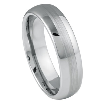 Tungsten Ring 6mm – Polished Shiny with Brushed Center