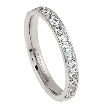 3mm Titanium Half Eternity Ring with Brilliant White CZ