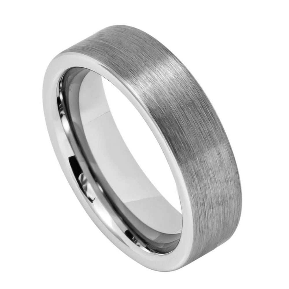 6mm Brushed Tungsten Pipe Cut Ring - Modern Men's Wedding Band