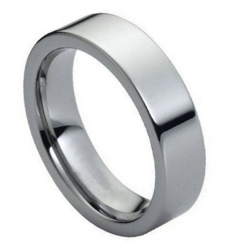 6mm Polished Tungsten Wedding Band – Sleek Flat Pipe Cut Design