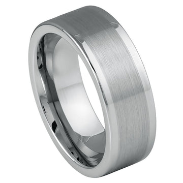 8mm Brushed Tungsten Ring with Polished Raised Edges