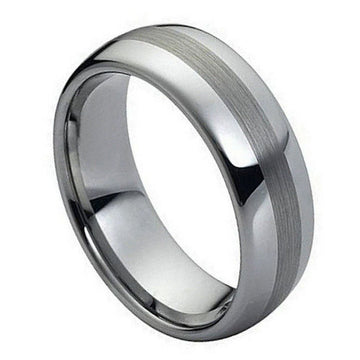 8mm Tungsten Wedding Band - Polished Edges with Brushed Center
