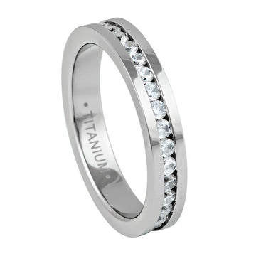 4mm Titanium Full Eternity Band with White Cubic Zirconia