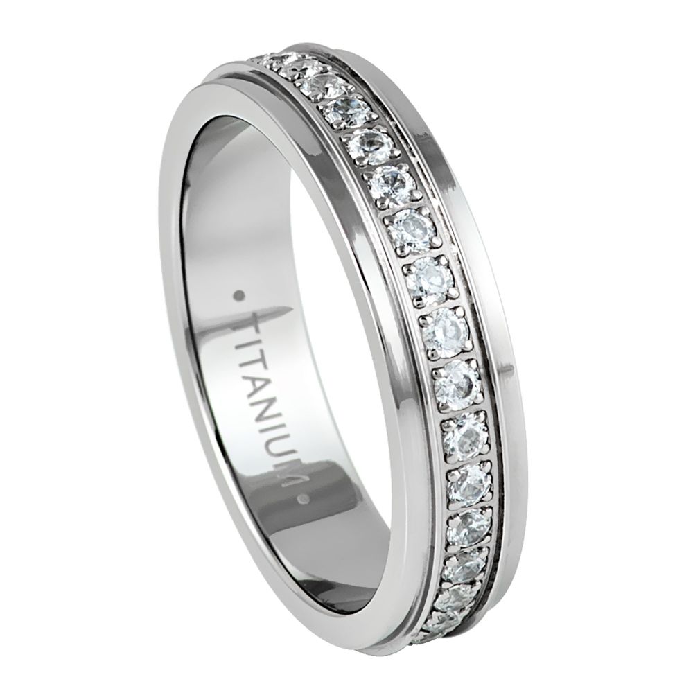 5mm Titanium Full Eternity Ring with White Cubic Zirconia