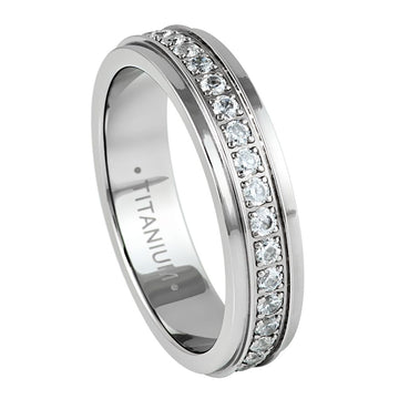 5mm Titanium Full Eternity Ring with White Cubic Zirconia
