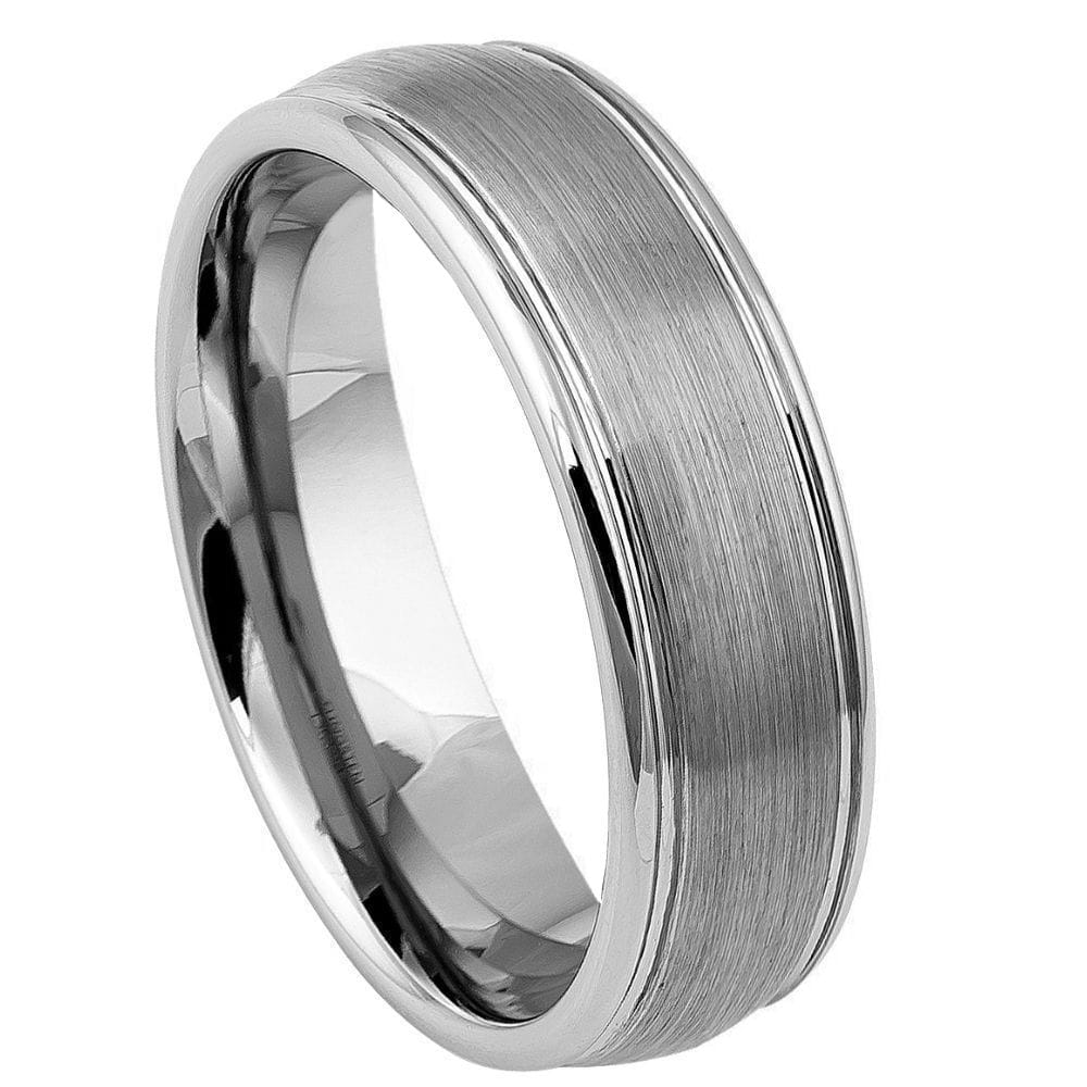 Men's 6mm Tungsten Wedding Band - Domed Brushed Center & Polished Edges