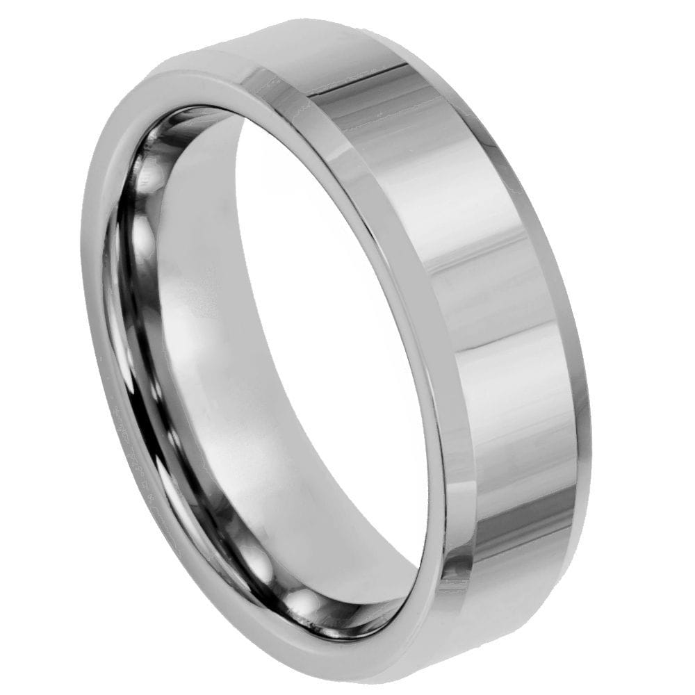 6mm High Polished Tungsten Ring with Beveled Edges