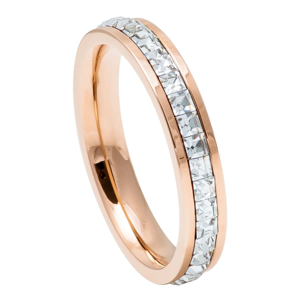 4mm Rose Gold Plated Titanium Princess Cut CZ Eternity Ring