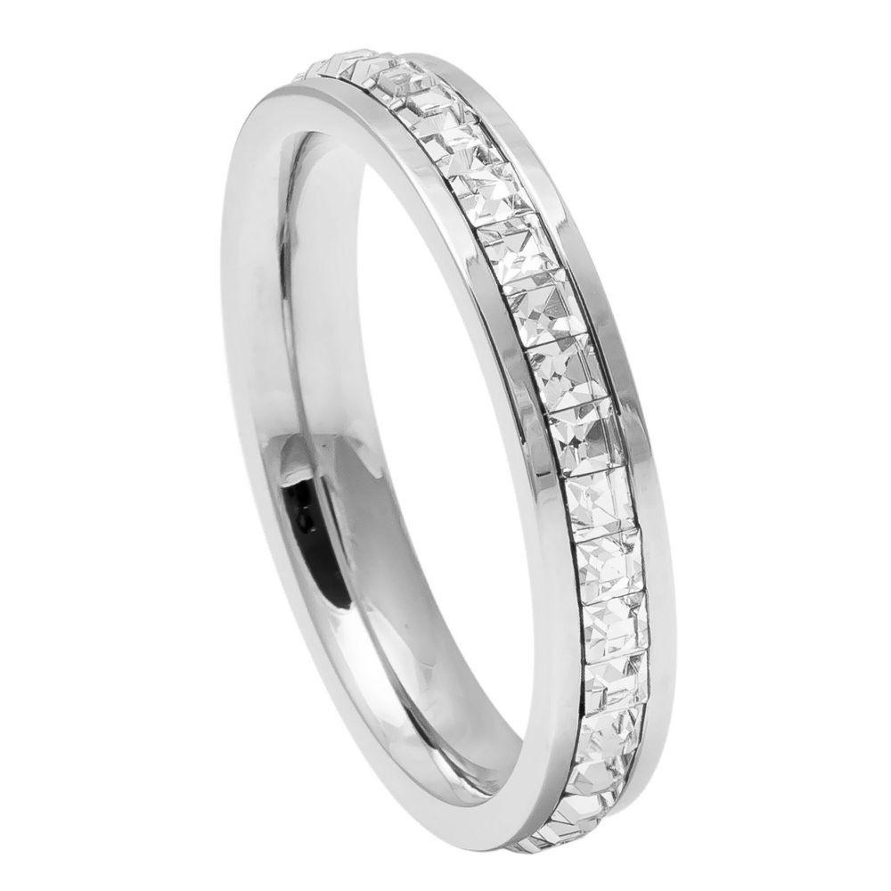 4mm Unplated Titanium Princess Cut CZ Eternity Ring