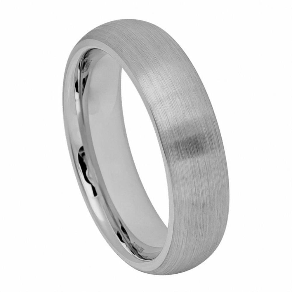 6mm Brushed Tungsten Domed Ring - Classic Matte Wedding Band
