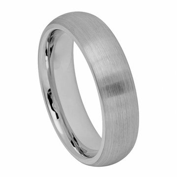6mm Brushed Tungsten Domed Ring - Classic Matte Wedding Band
