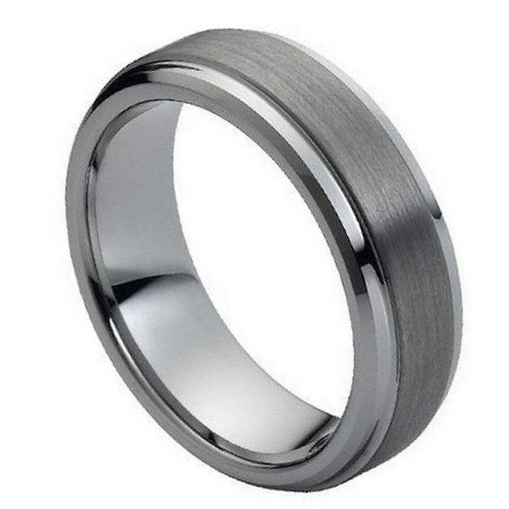 Men's 7mm Brushed Tungsten Ring - Classic Flat Design Band