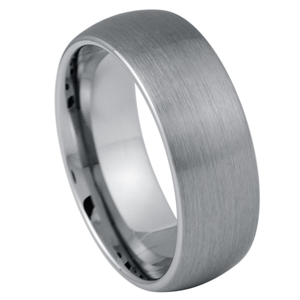 8mm Brushed Tungsten Domed Wedding Band - Classic Men's Ring