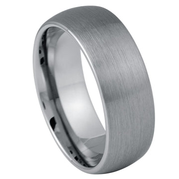 8mm Brushed Tungsten Domed Wedding Band - Classic Men's Ring