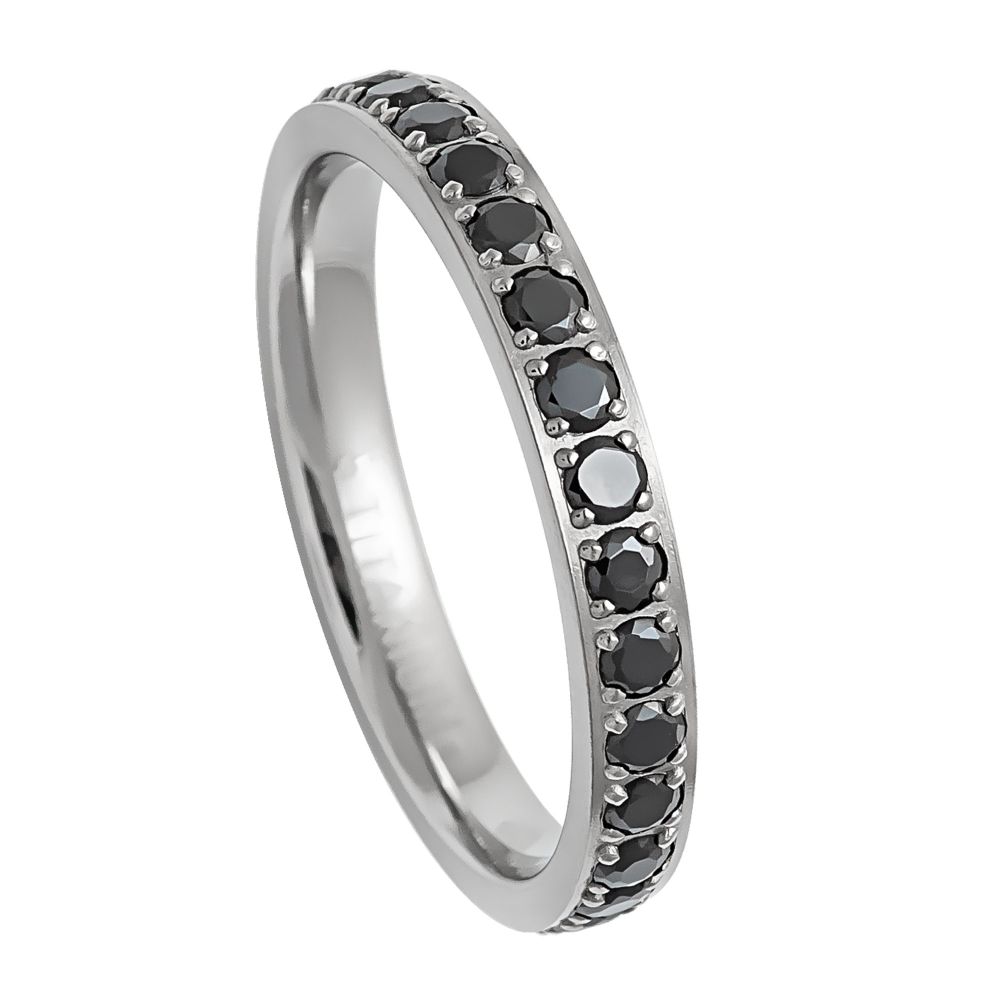 Titanium 3mm Black CZ Full Eternity Band
