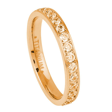 3mm Rose Gold Plated Titanium Full Eternity Band with White CZ