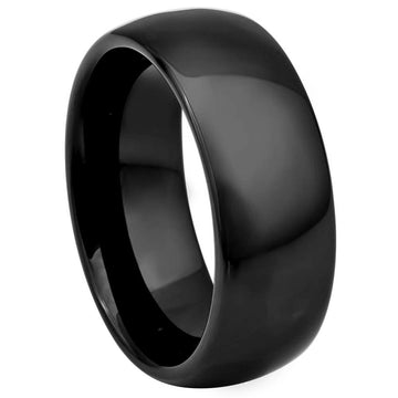 8mm Black Tungsten Ring - High Polished Classic Domed Band