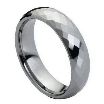 6mm Faceted Domed Tungsten Ring | Modern Men's Wedding Band