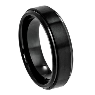 6mm Tungsten Wedding Band - Flat Brushed Center with Polished Edges