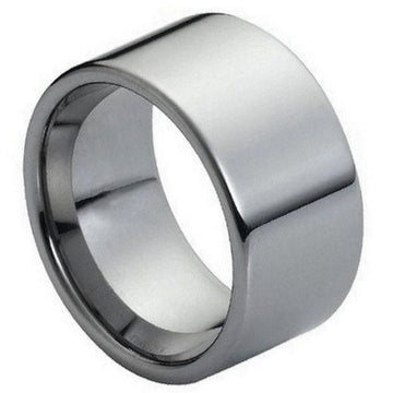 12mm High Polished Tungsten Ring - Flat Pipe Cut Design