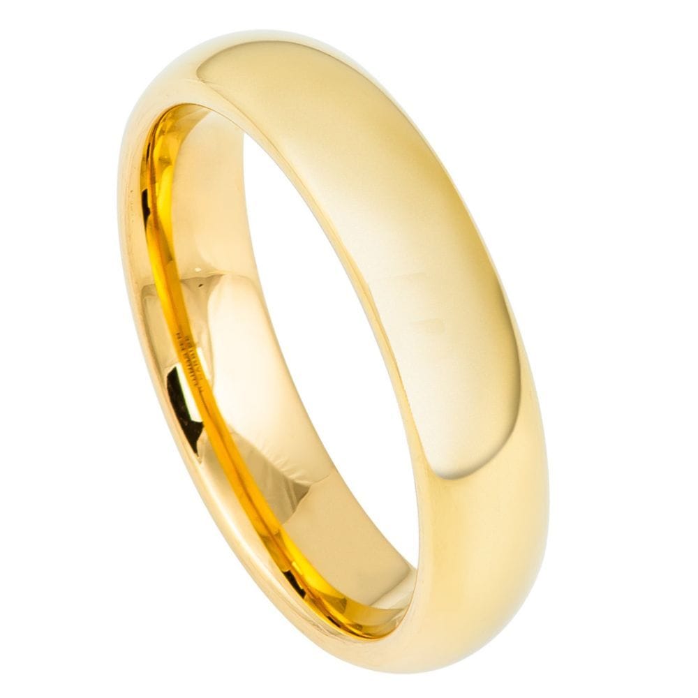 5mm Gold-Plated Tungsten Domed Ring - High Polish Finish