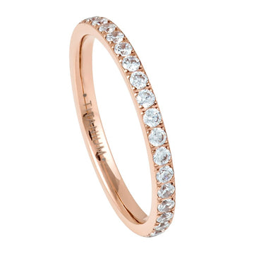 Titanium Rose Gold IP Plated Full Eternity White CZ Ring – 2mm