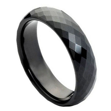 Black IP Faceted Tungsten Ring – 6mm