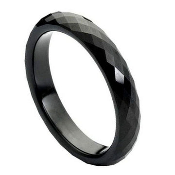 4mm Black IP Faceted Tungsten Ring