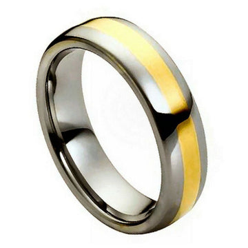6mm Tungsten Ring, High Polished Yellow Gold IP Plated Center