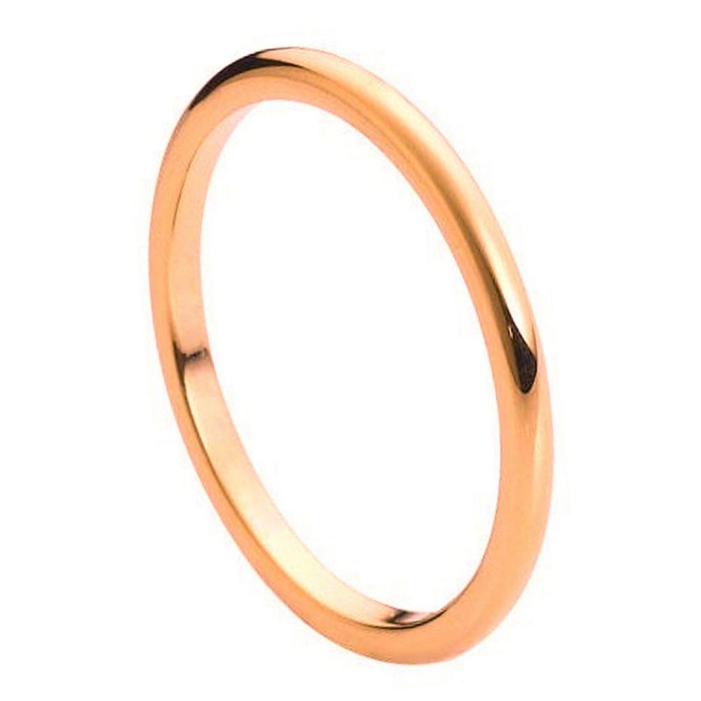 2mm High Polished Rose Gold Tone Tungsten Thin Band Ring