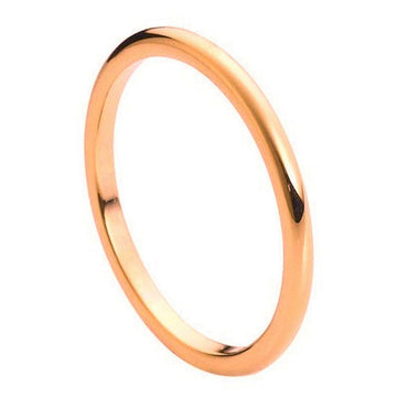 2mm High Polished Rose Gold Tone Tungsten Thin Band Ring