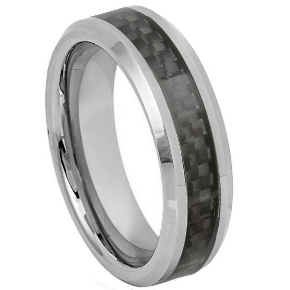 6mm Black Carbon Fiber Inlay Tungsten Ring