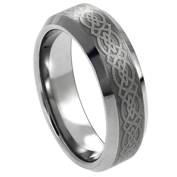 6mm Tungsten Ring with Laser Engraved Celtic Pattern