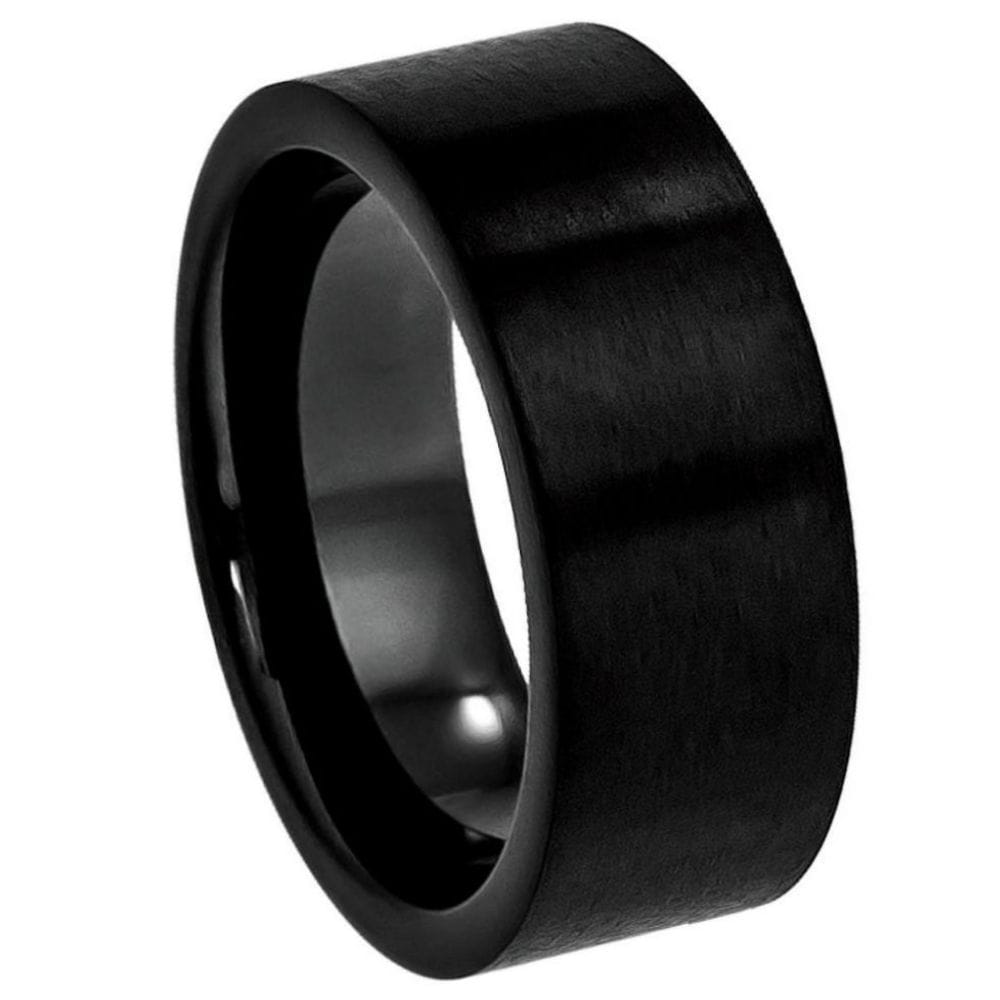 9mm Black IP Plated Tungsten Brushed Pipe Cut Band