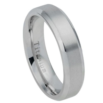 7mm Brushed Center Beveled Edge Titanium Ring