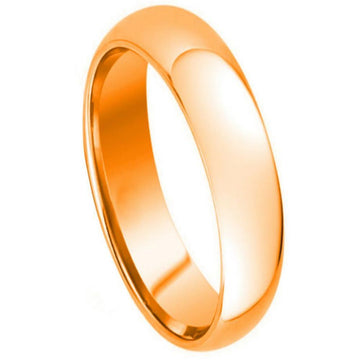5mm Domed Tungsten Ring with Rose Gold Plating, High Polish Finish