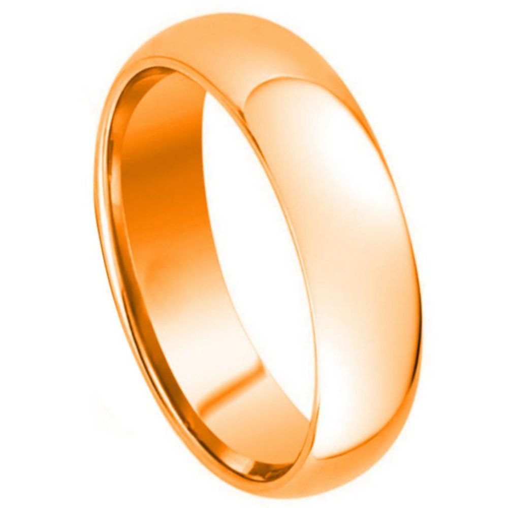7mm Domed Tungsten Ring with Rose Gold Plating and High Polish Finish