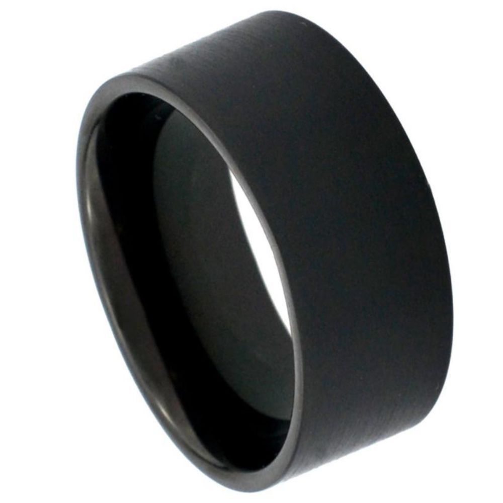 12mm Black IP Plated Tungsten Brushed Pipe Cut Band