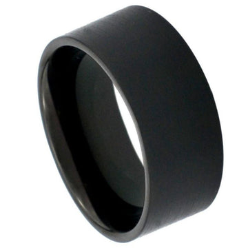 12mm Black IP Plated Tungsten Brushed Pipe Cut Band