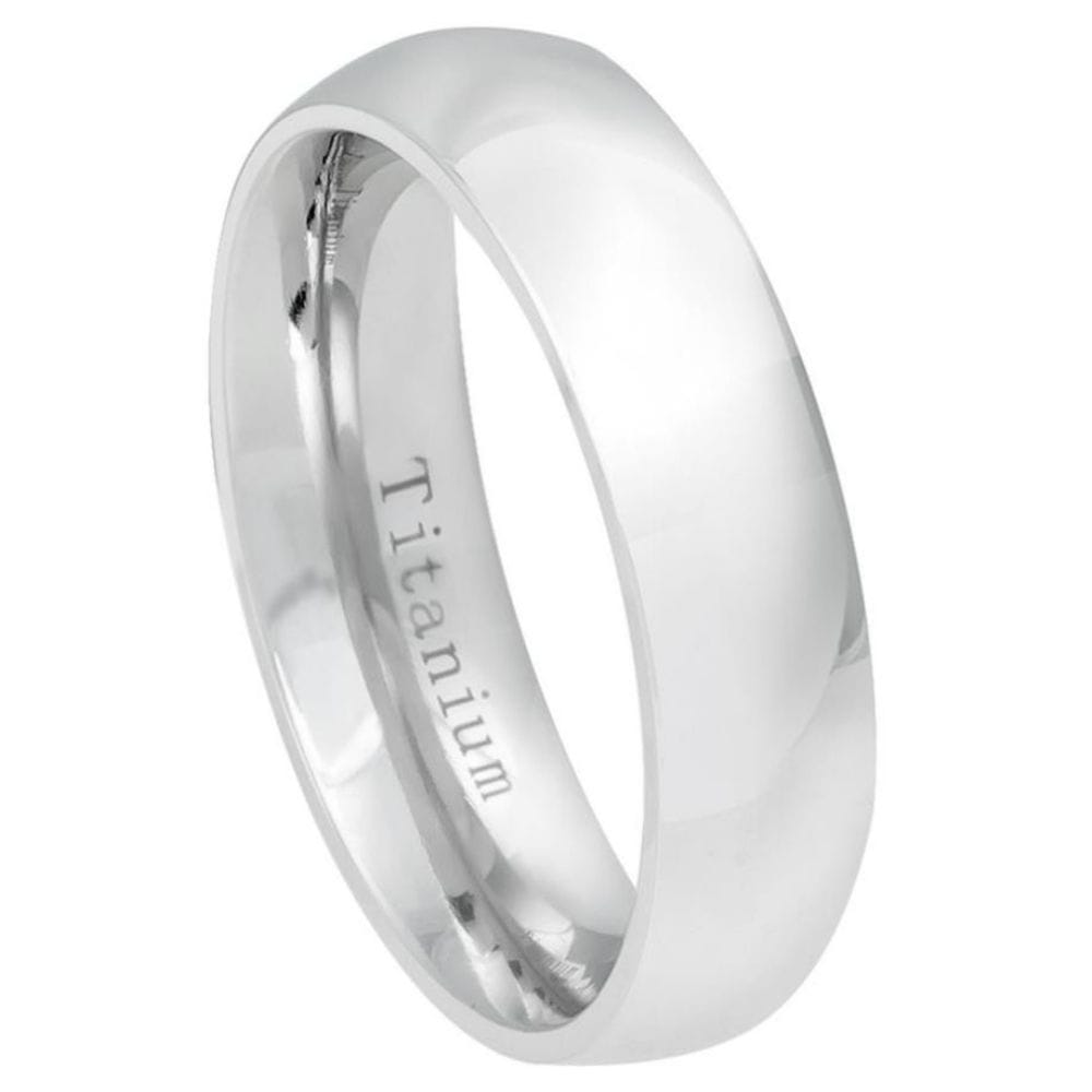 White Titanium Classic Domed Ring – 6mm