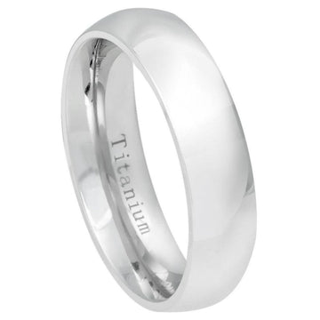 White Titanium Classic Domed Ring – 6mm
