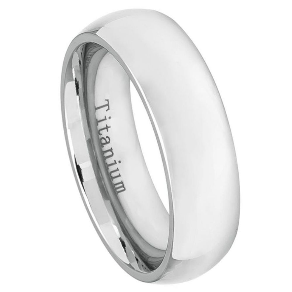 White Titanium Classic Domed Ring – 7mm