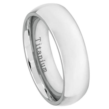 White Titanium Classic Domed Ring – 7mm