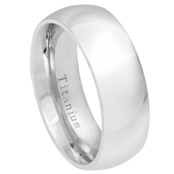 White Titanium Classic Domed Ring – 8mm