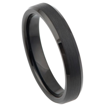 4mm Tungsten Ring with Flat Brushed Center and Polished Beveled Edges