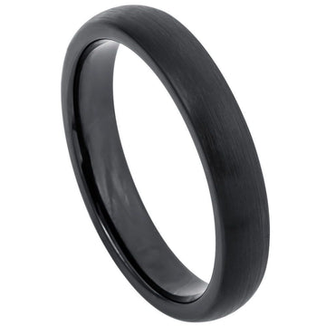 4mm Tungsten Brushed Black IP Plated Classic Domed Band