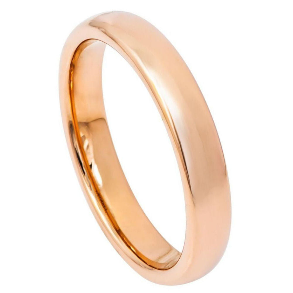 4mm Rose Gold IP Plated Tungsten Domed Classic Ring