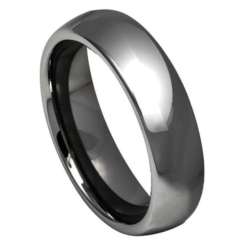 6mm Tungsten Carbide High Polished Dark Gray IP Plated Domed Ring