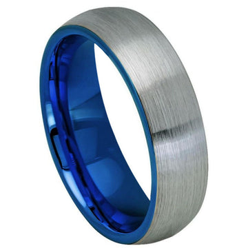 6mm Domed Ring with Blue IP Plated Inside and Gun Metal Brushed Center