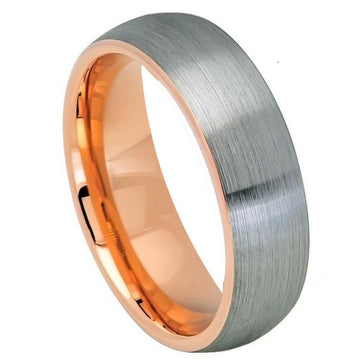 6mm Domed Ring in Rose Gold IP Plated with Gun Metal Brushed Center